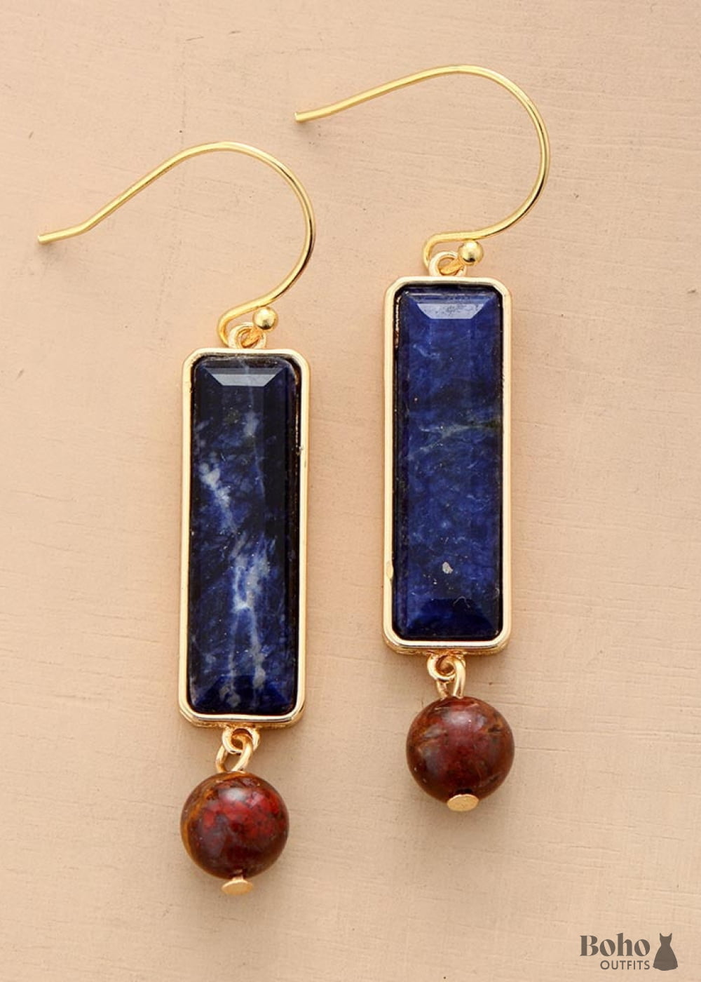 Boho Earrings Dangle Navy Blue Sodalite - Jewelry