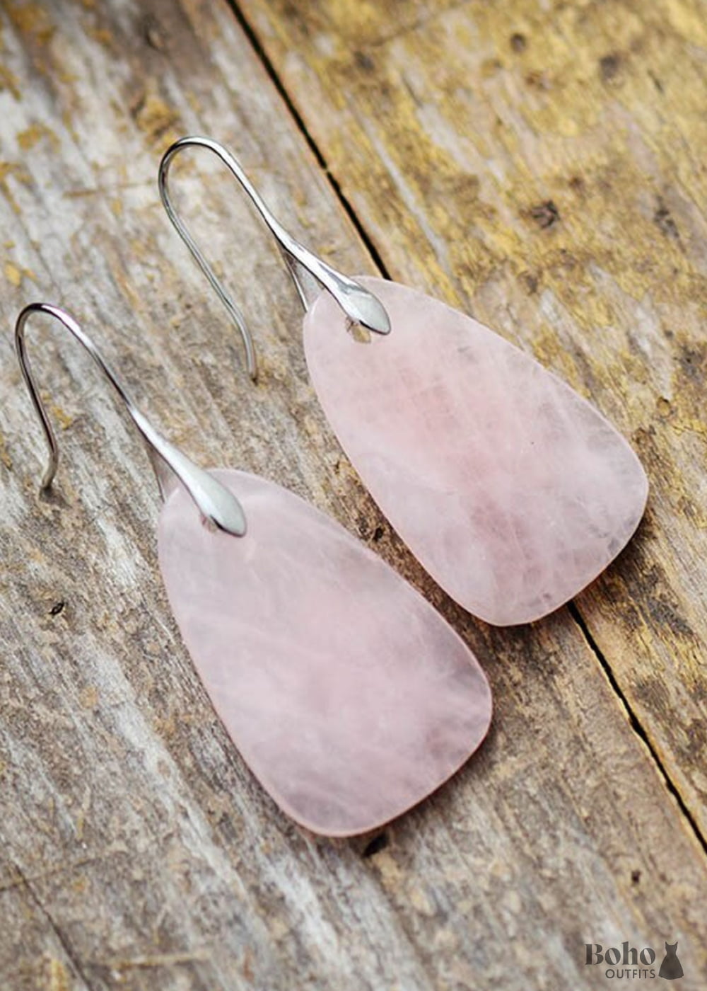 Boho Earrings Dangle Pink Rose Quartz - Jewelry