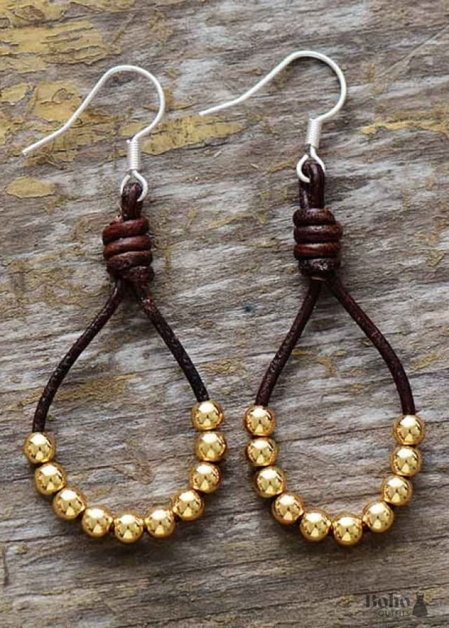 Boho Earrings Dangle Silver Bohemian Peal - Gold - Jewelry