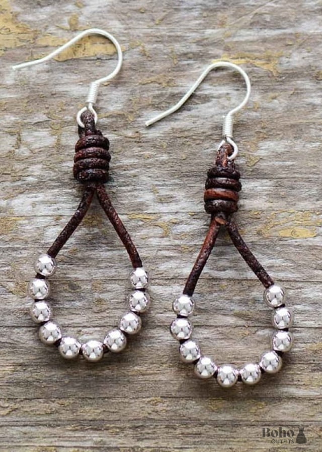 Boho Earrings Dangle Silver Bohemian Peal - Jewelry