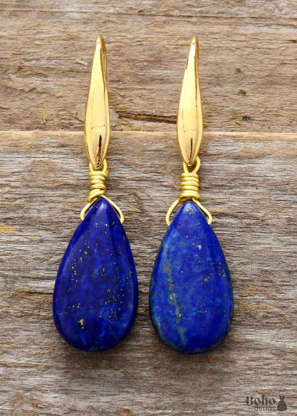 Boho Earrings Dangle Teardrop Blue Lapise - Jewelry