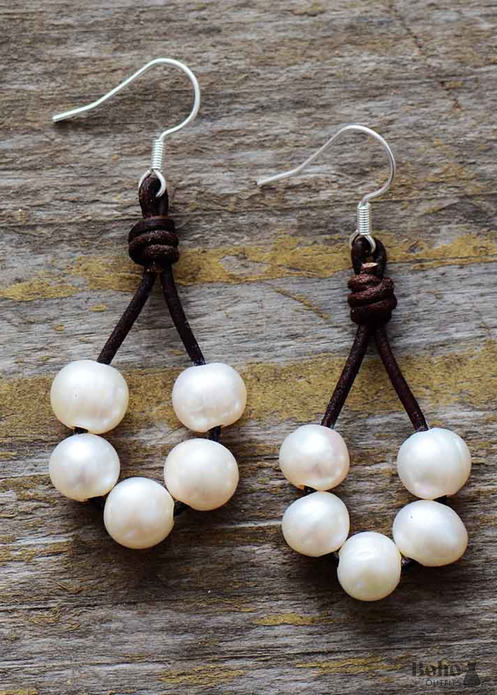 Boho Earrings Dangle White Bohemian Peal - Jewelry