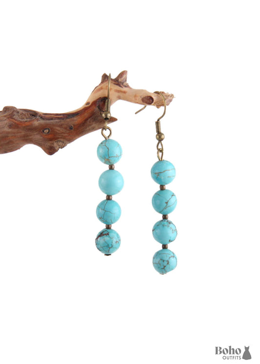 Boho Earrings RH Dangle 3 Balls - Jewelry