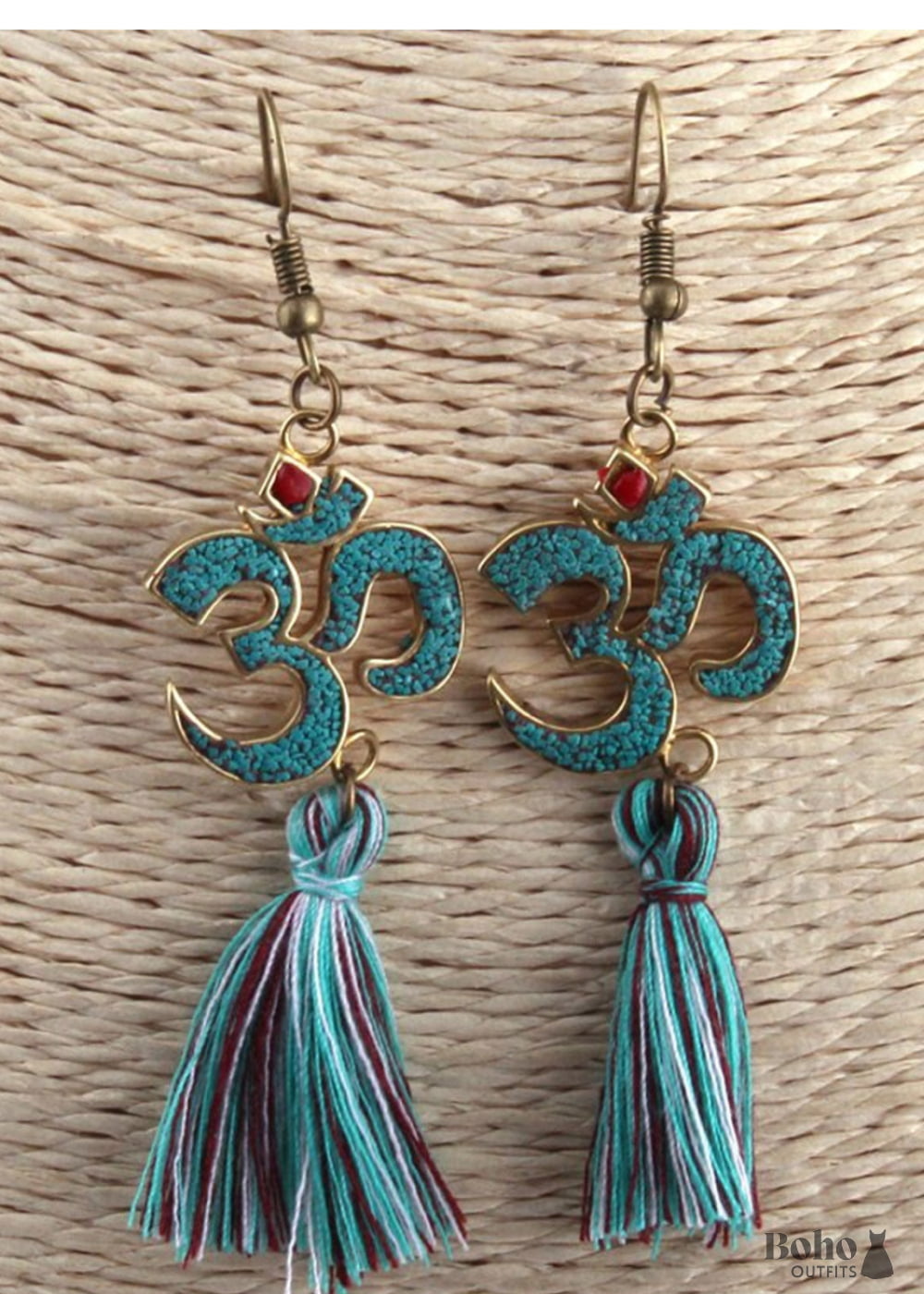 Boho Earrings RH Dangle Blue Ohm Yoga - Jewelry