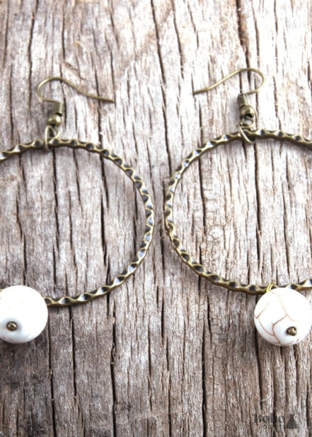 Boho Earrings RH Dangle Loop - white - Jewelry