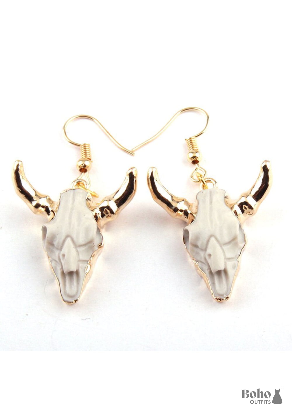 Boho Earrings RH Dangle White Horn - Jewelry