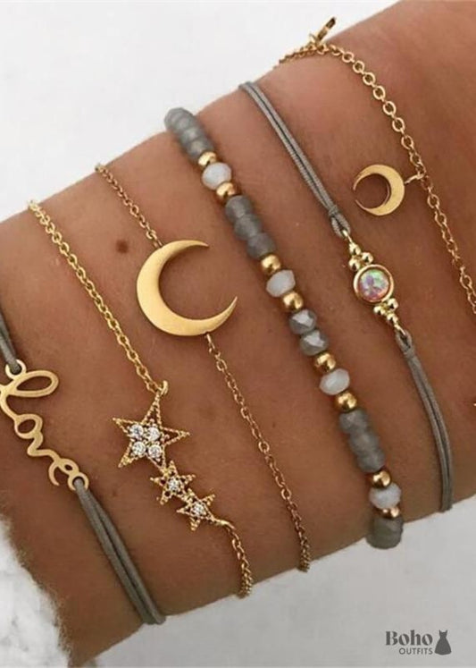 Boho Gold Bracelet Set Celeste Laura - Jewelry