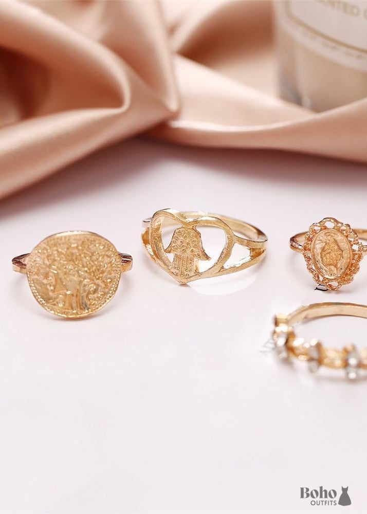 Boho Gold Rings Set Royal Alicia - Jewelry