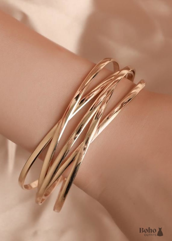 Boho Gold Wrist Cuff Michelle - GOLD - Jewelry