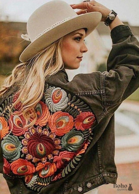 Boho Jean Jacket for Women - Shirts & Tops