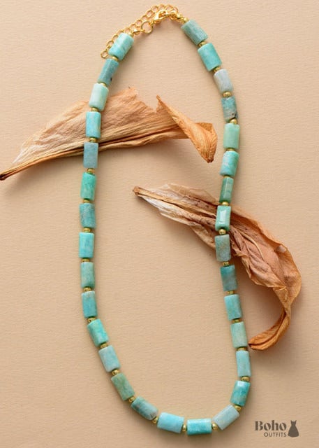 Boho Necklace Apatite Lariat Chokers - Amazonite - Jewelry