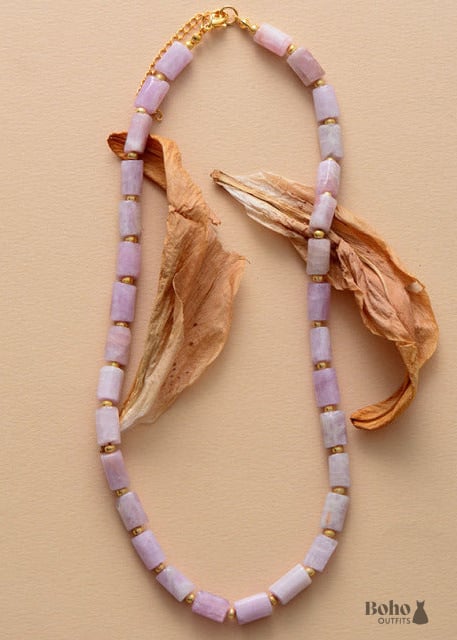 Boho Necklace Apatite Lariat Chokers - Kunzite - Jewelry