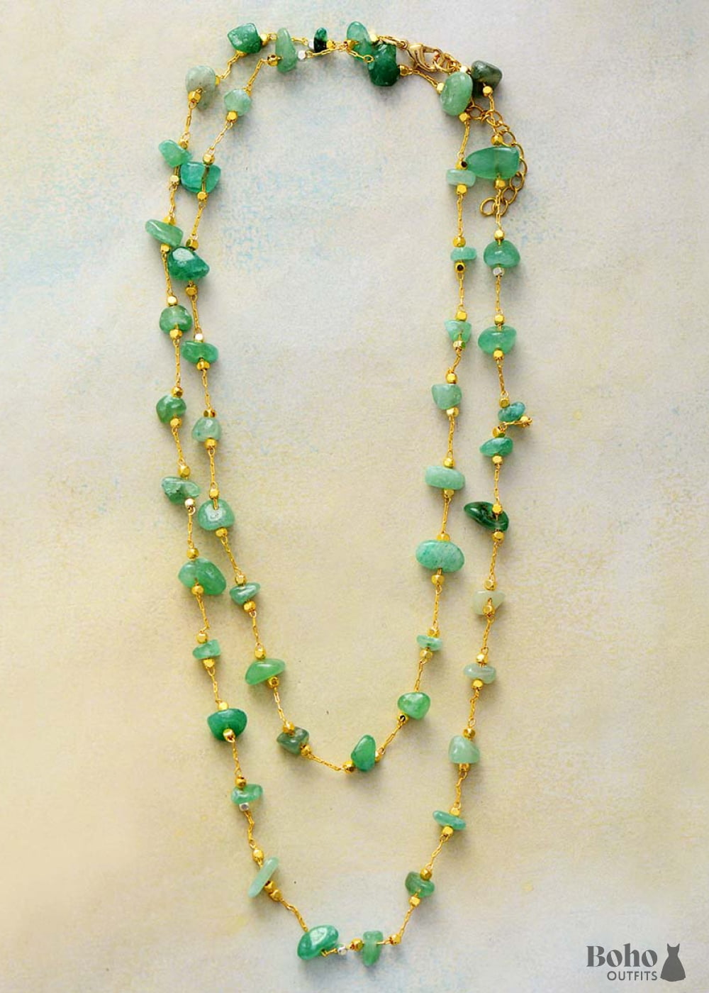 Boho Necklace Aventurine Lariat - 100CM - Jewelry