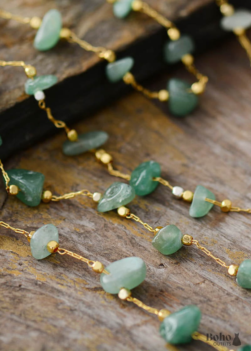 Boho Necklace Aventurine Lariat - Jewelry