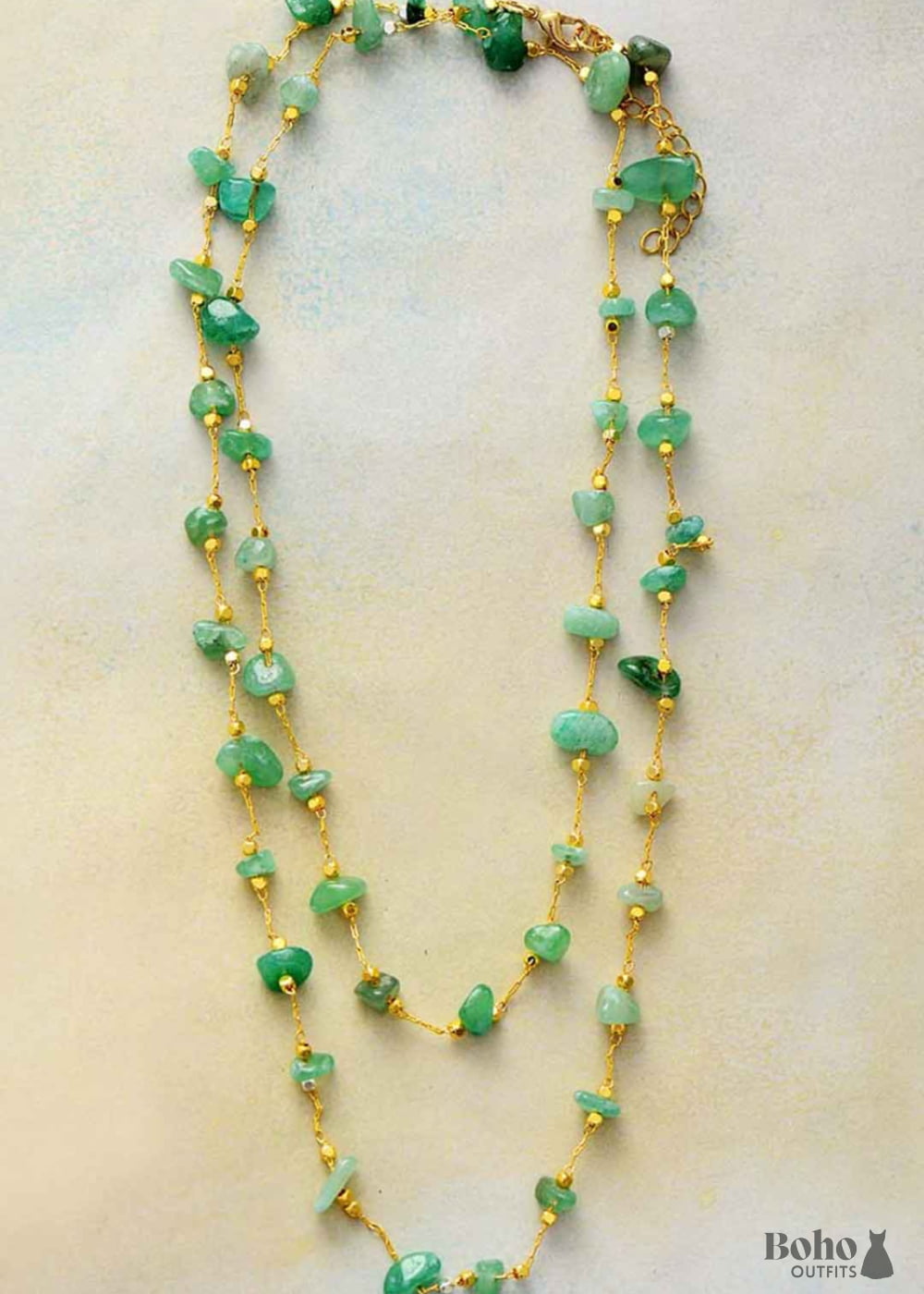 Boho Necklace Aventurine Lariat - Jewelry