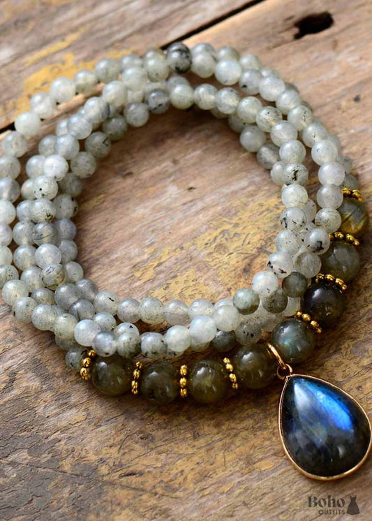 Boho Necklace Bijou Bodhi Labradorite Beaded Choker