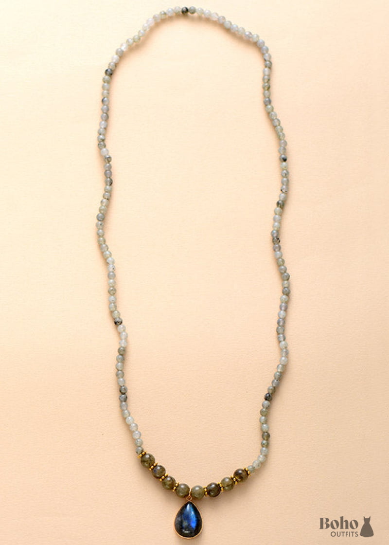 Boho Necklace Bijou Bodhi Labradorite Beaded Choker