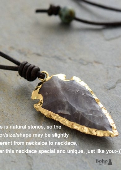 Boho Necklace,Blue and Black Agate Jasper Arrowhead Pendant