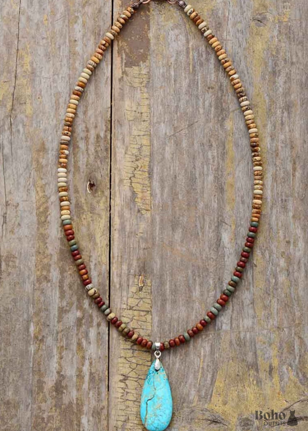 Boho Necklace Choker Jasper Natural Stone - Jewelry