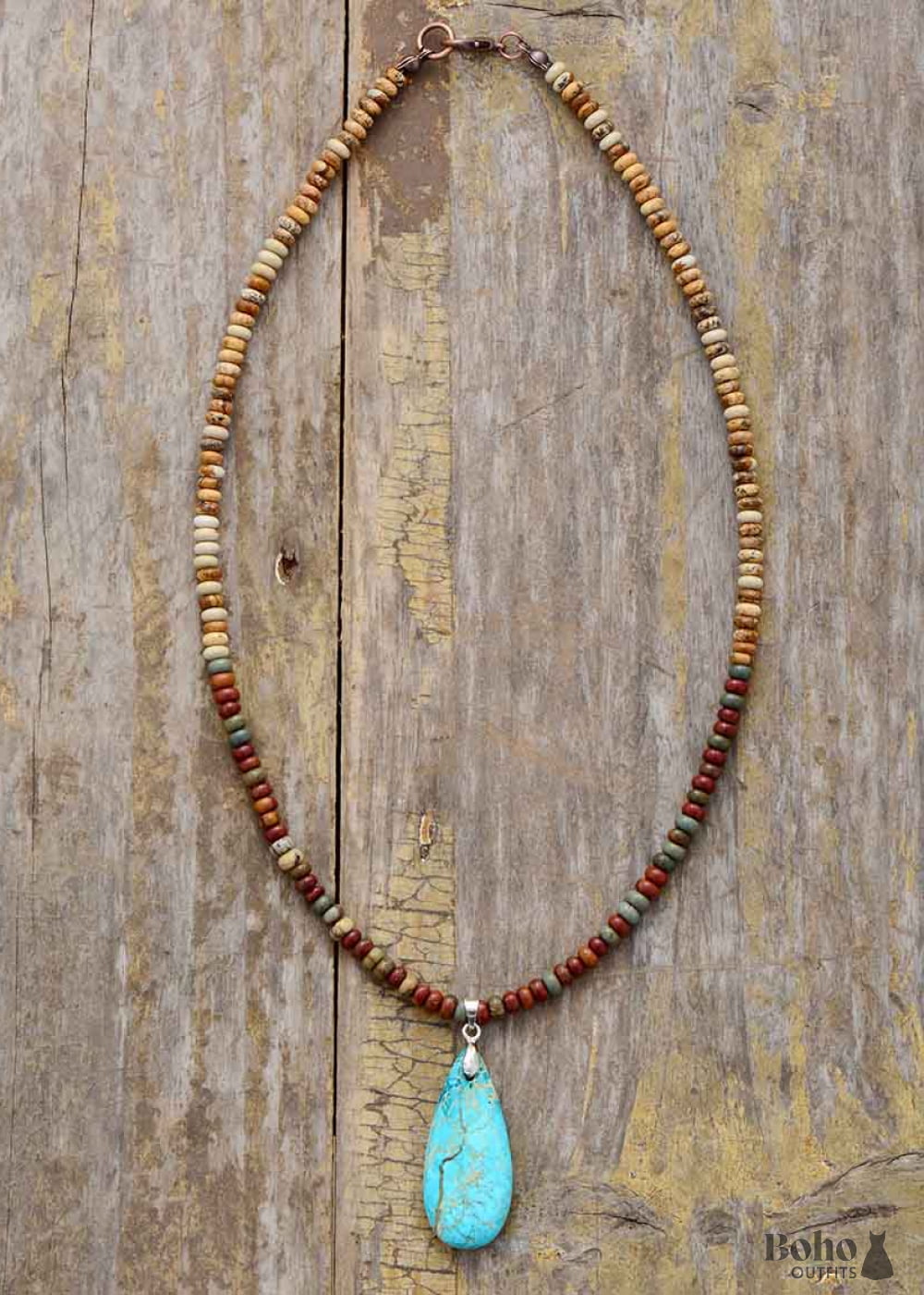 Boho Necklace Choker Jasper Natural Stone - Jewelry