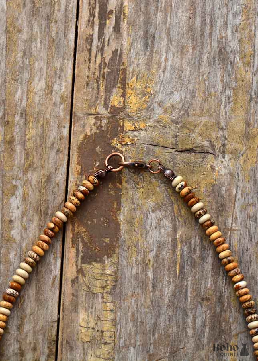 Boho Necklace Choker Jasper Natural Stone - Jewelry