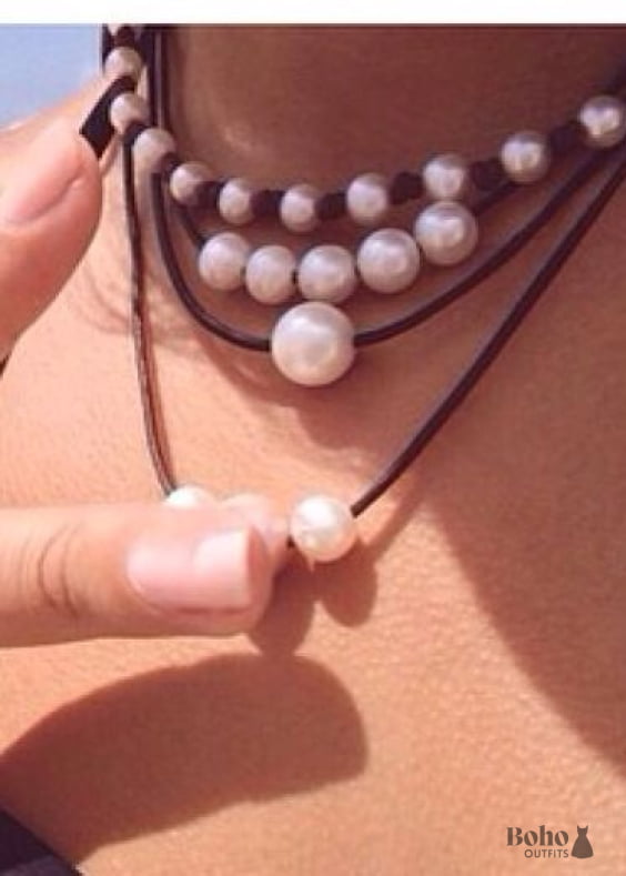 Boho Necklace Chokers Pearl Knot - Jewelry