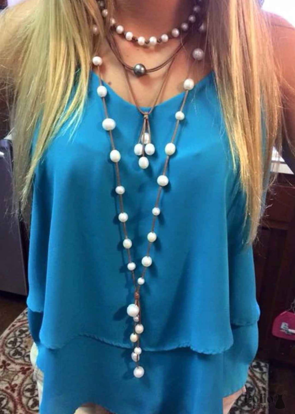 Boho Necklace Chokers Pearl Knot - Jewelry