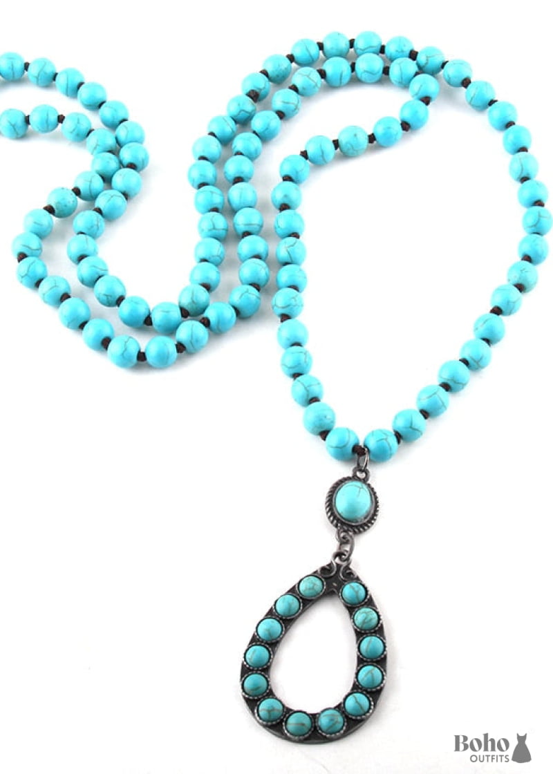 Boho Necklace Jewelry Set RH Turquoise White Blue Natural