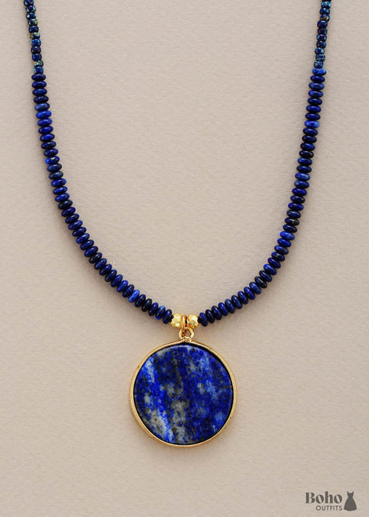 Boho Necklace Lapis Luzuli Pendant Necklaces - Jasper