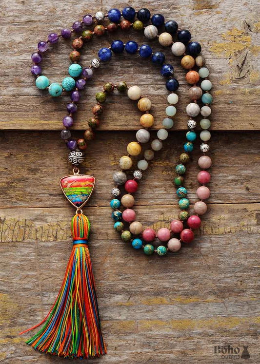 Boho Necklace Mala Seed Beads Rosary - Jewelry