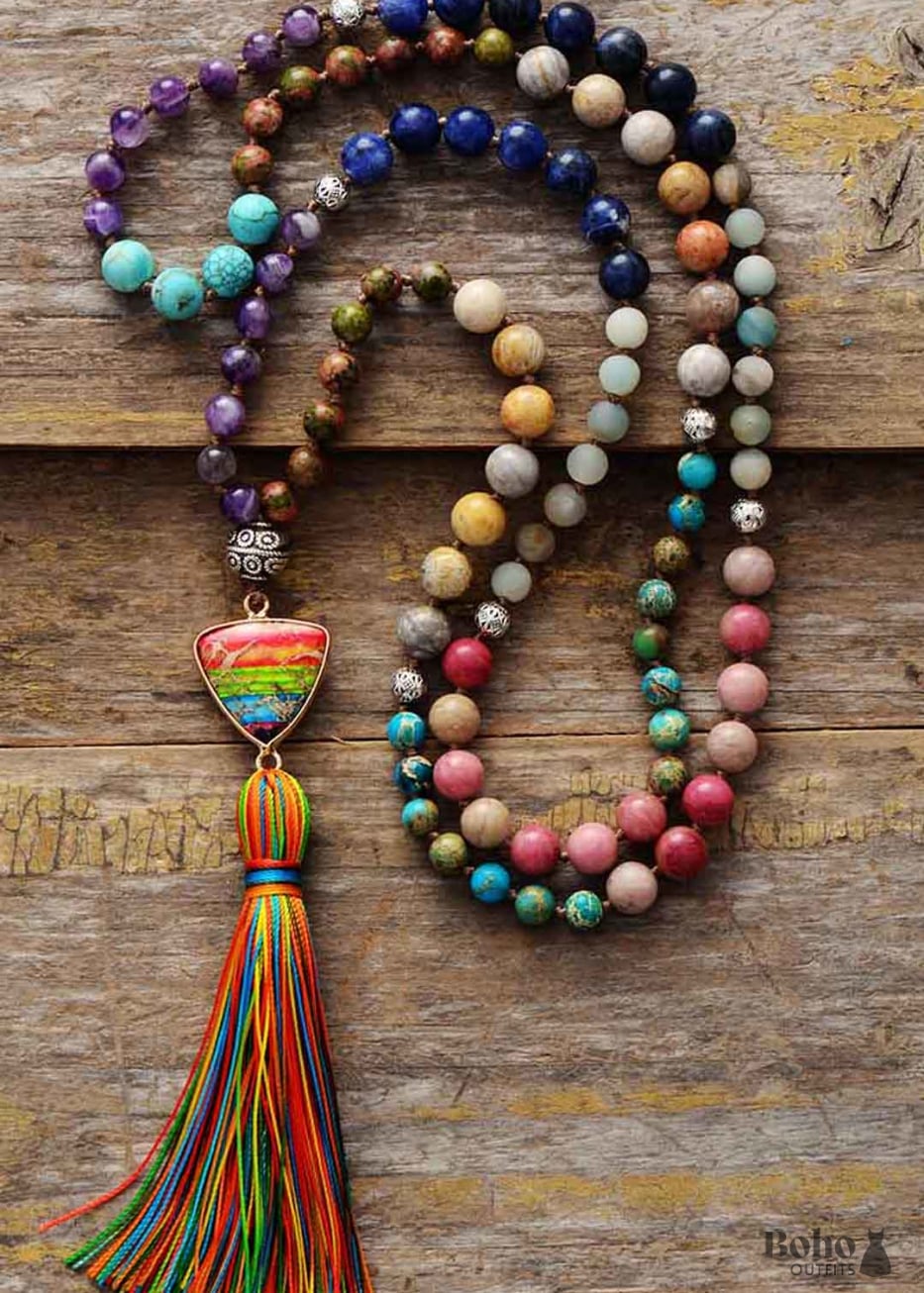 Boho Necklace Mala Seed Beads Rosary - Jewelry