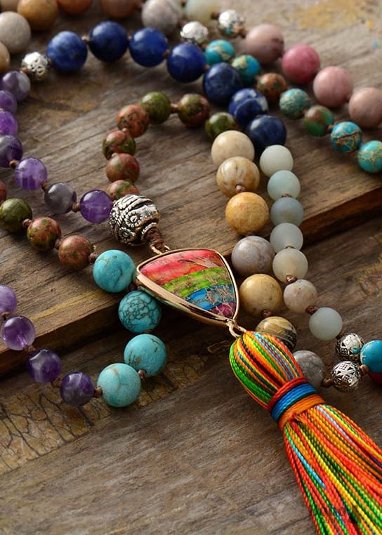 Boho Necklace Mala Seed Beads Rosary - Jewelry