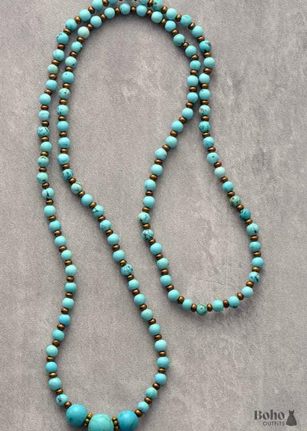 Boho Necklace Mala Stone Beads Turquoise - Jewelry