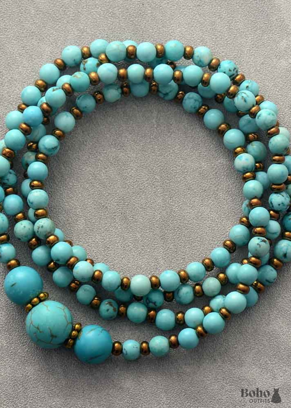 Boho Necklace Mala Stone Beads Turquoise - Jewelry