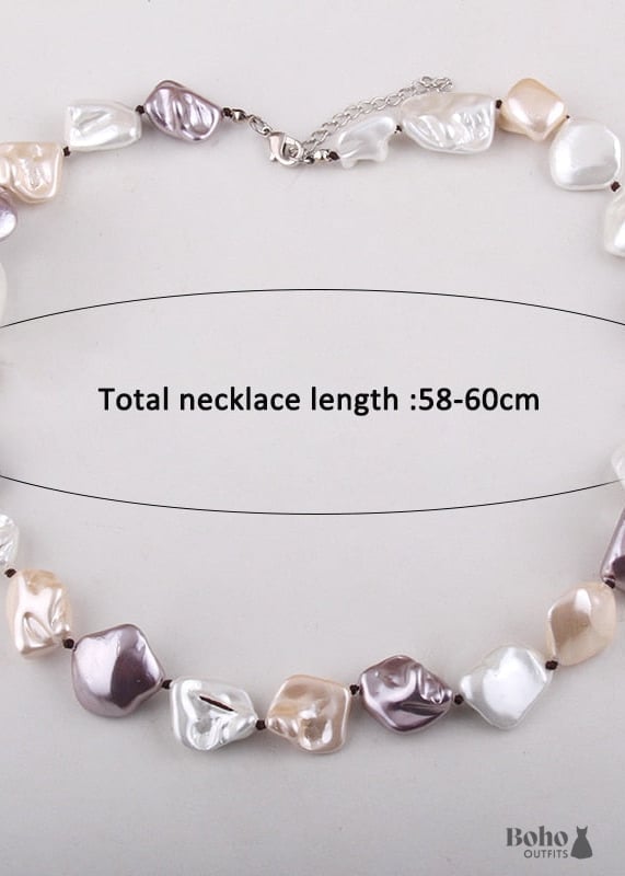 Boho Necklace RH Big Pearl Shell White Pink Necklaces -