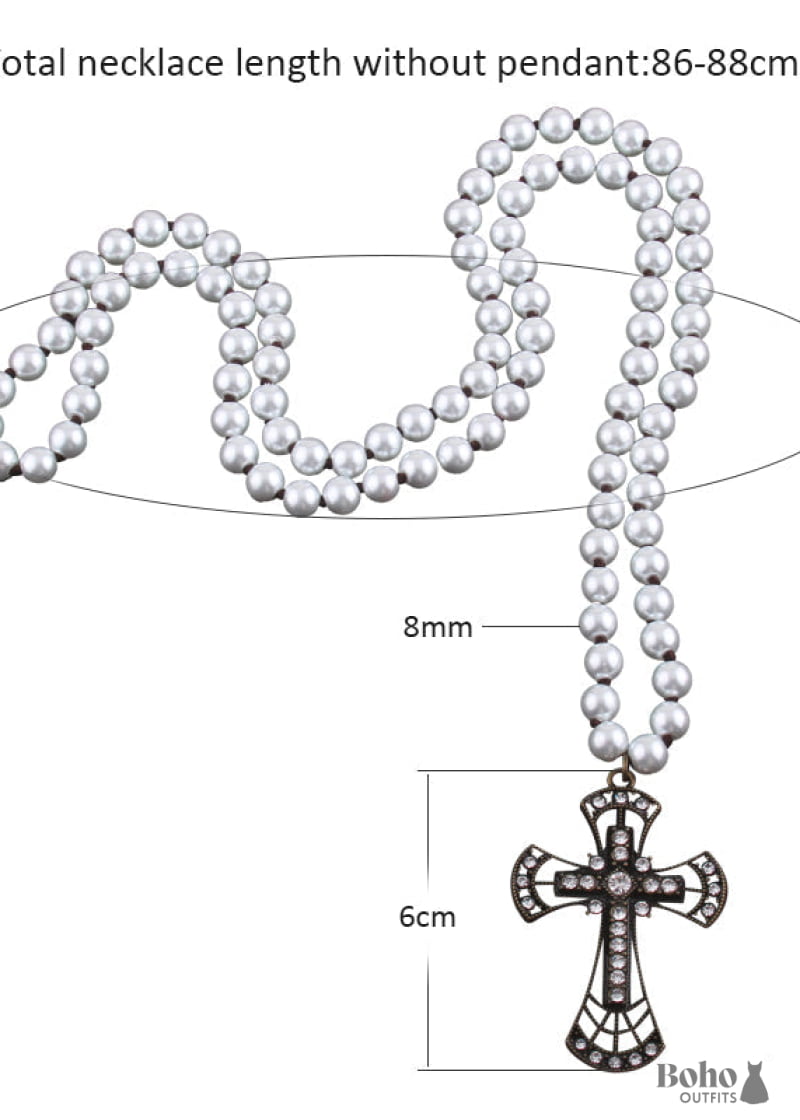 Boho Necklace RH Precious Pearl Cross - Jewelry