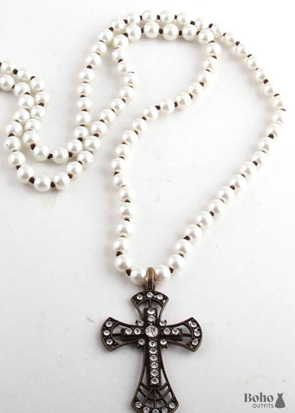 Boho Necklace RH Precious Pearl Cross - Jewelry