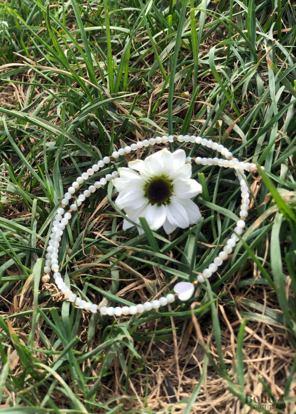 Boho Necklace,Seed Bead Choker Black and White Crystal