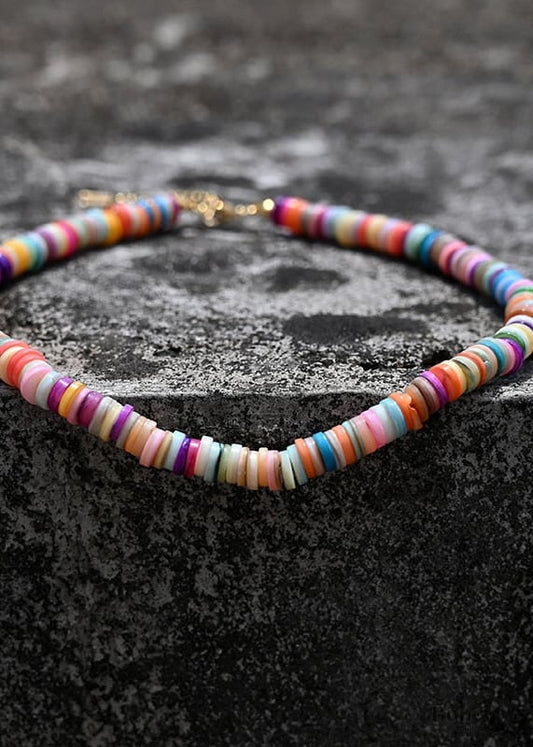 Boho Necklace Seed Bead Choker Colorful Shell - Jewelry