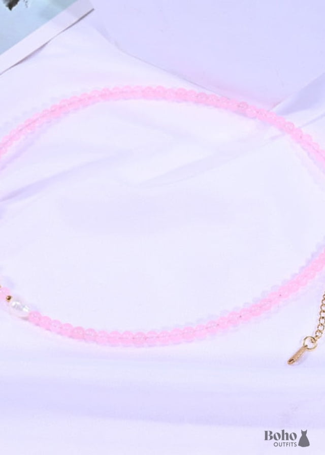 Boho Necklace Seed Bead Choker Crystal Pearl - 21ky0810-5