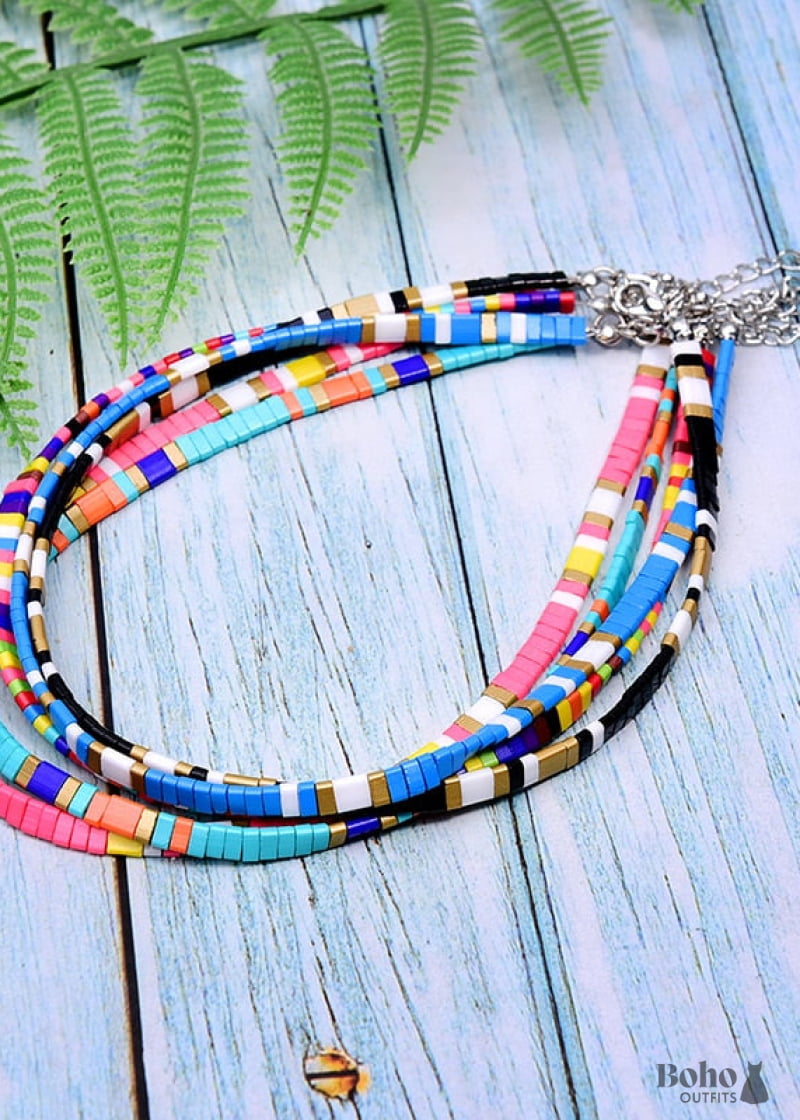 Boho Necklace Tila Bead Choker Color of Life - Jewelry