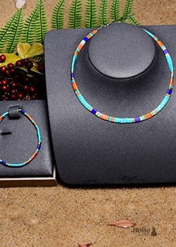 Boho Necklace Tila Bead Choker with Bracelet Color of Life -