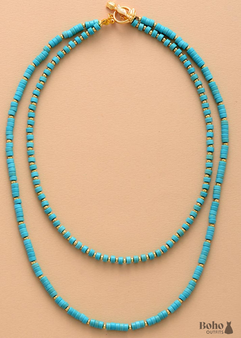 Boho Necklace Turquoises 2 Layers Chokers - Jewelry