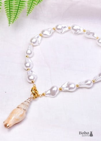 Boho Necklace White Peal Sea Shell - 2 - Jewelry