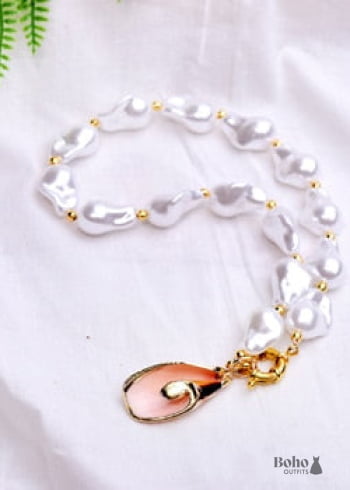 Boho Necklace White Peal Sea Shell - 5 - Jewelry