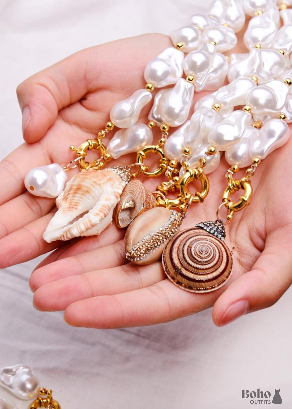 Boho Necklace White Peal Sea Shell - Jewelry