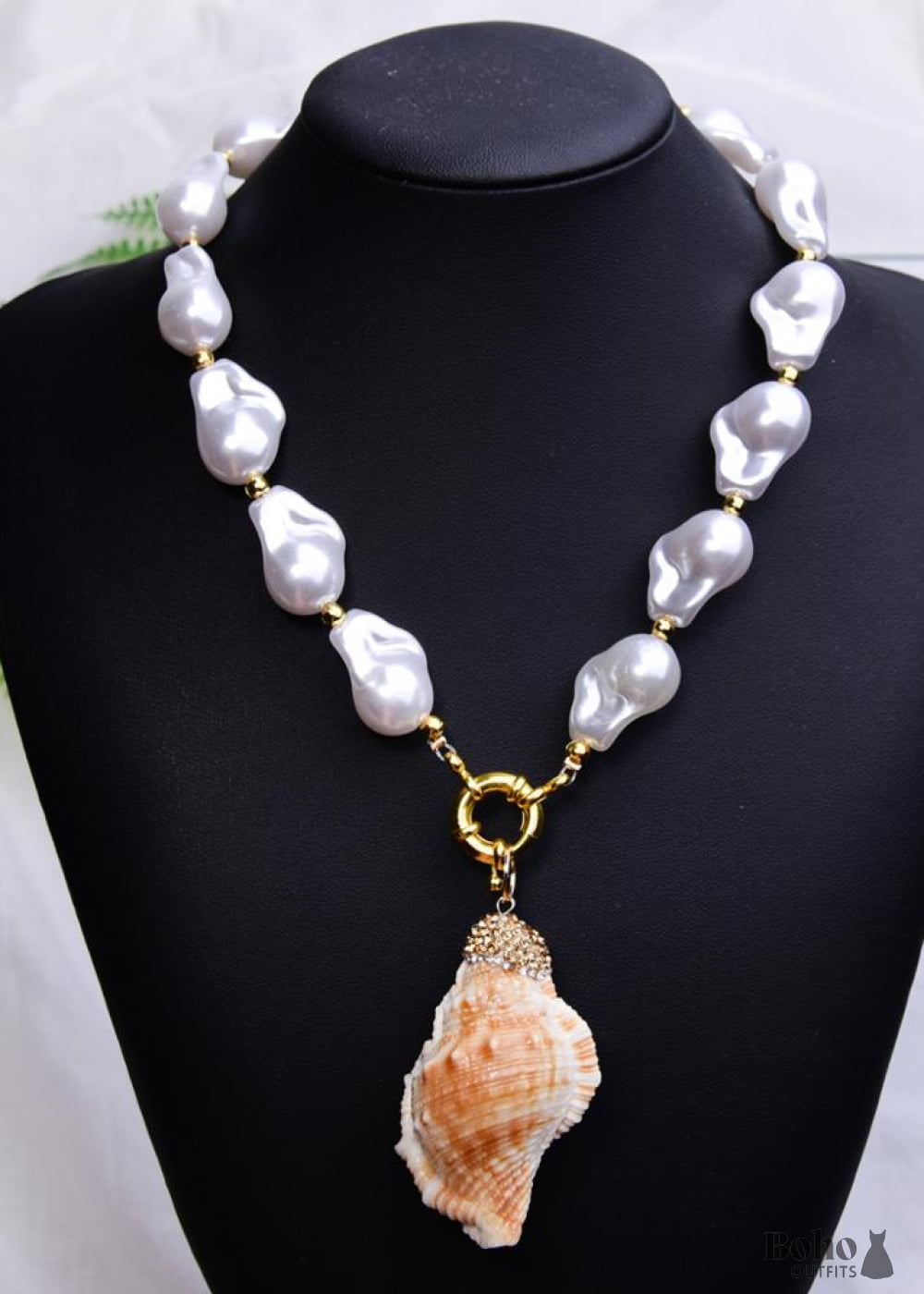 Boho Necklace White Peal Sea Shell - Jewelry