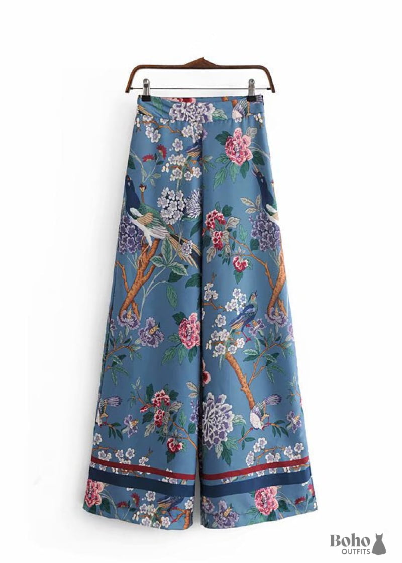 Boho Pants - Palazzo in Blue Bird For Women