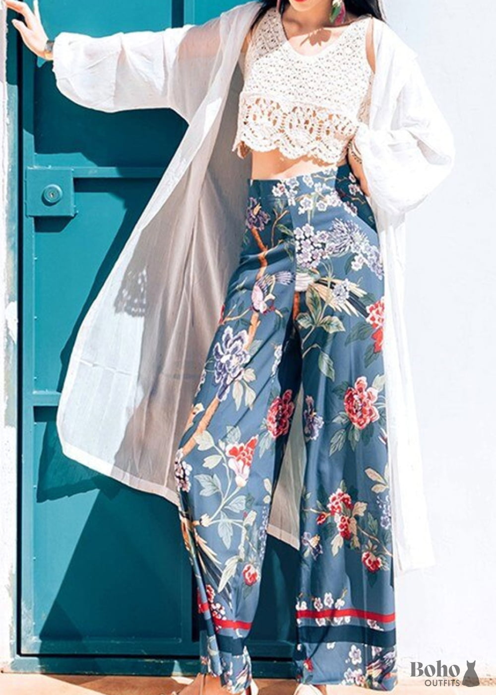 Boho Pants - Palazzo in Blue Bird For Women