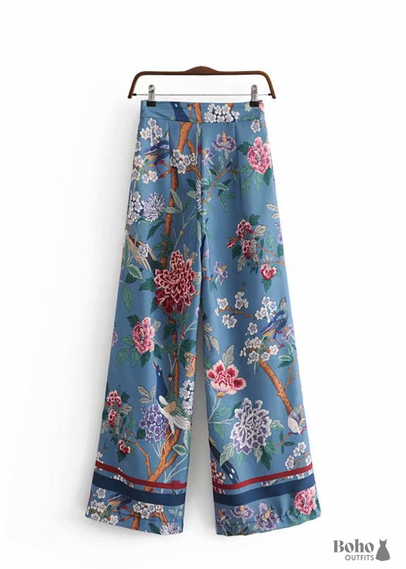 Boho Pants - Palazzo in Blue Bird For Women